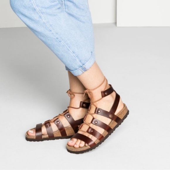 Birkenstock Shoes - Birkenstock Papillio Cleo Cognac Brown Gladiator Women's Sandals size EU 39